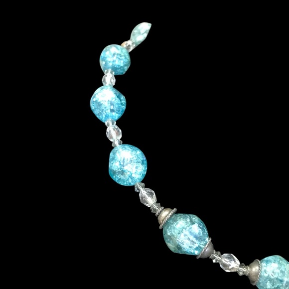 Turquoise Blue Crackle Beads Vintage Necklace 50s 60s - Picture 3 of 10